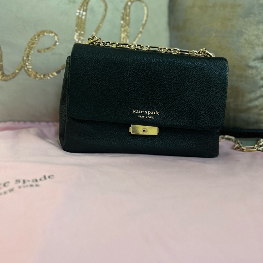 Kate Spade Black Crossbody Bag with Gold Accents